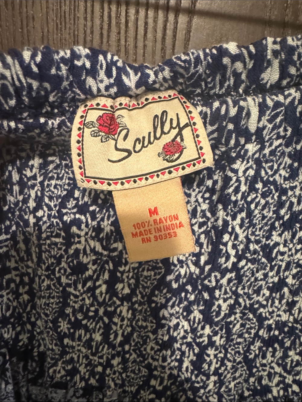 Scully's Cantina Collection Blue White Print Broomstick Floral Maxi Skirt Size M - Picture 6 of 8